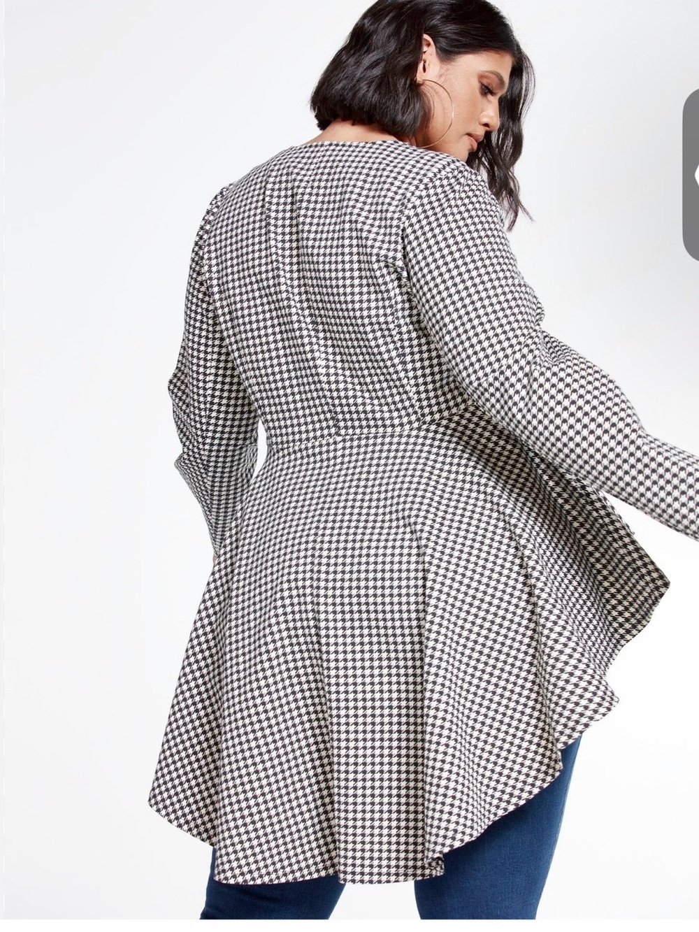 Fashion  to Figure Black & White Houndstooth Peplum Tunic